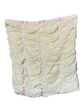 Y2K Lady Dutch Pink Green Rouched Ribbon Tube Top Coquette Feminine M